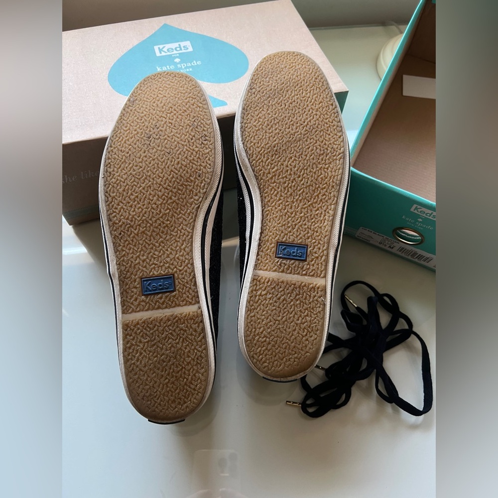 Keds x Kate Spade Champion Glitter Lace Up Sneakers Black Women Size 9.5 - Picture 11 of 13